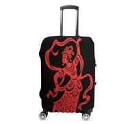 ERSTSNCK Red Papercut Dancer Luggage Suitcase Covers Elastic Washable Cute Luggage Protector Travel Suitcase Protective Cover For Adult (Fit 19-32 Inch Luggages), white, L, Red Papercut Dancer