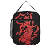 ERSTSNCK Red Papercut Dancer Lunch Bag for Adults Reusable Insulated Lunchbox Leakproof Small Lunch Box Tote for Men & Women Portable Food Cooler Bag for Work, Office, Picnics
