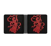 ERSTSNCK Red Papercut Dancer Wallet for Men Bifold Rfid Blocking Slim Money Clip Front Pocket Wallet Card Holder