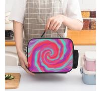 ERSTSNCK Red - Purple Vortex Insulated Lunch Bag for Women Lunch Box Large Capacity, Leakproof Tote with Detachable Handles- 5-Hour Cold/Hot Retention Cooler Bag for Office, Picnic, Camping