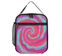 ERSTSNCK Red - Purple Vortex Lunch Bag for Adults Reusable Insulated Lunchbox Leakproof Small Lunch Box Tote for Men & Women Portable Food Cooler Bag for Work, Office, Picnics