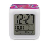 ERSTSNCK Red - Purple Vortex Night Light Alarm Clock LED Display Alarms for Bedroom Smart Digital Alarm Clock Wtih 7 Colorful Ambient Lights Sleep Timer for Heavy Sleepers Simple Operation