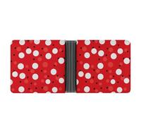 ERSTSNCK Red White Polka Dot Wallet for Men Bifold Rfid Blocking Slim Money Clip Front Pocket Wallet Card Holder