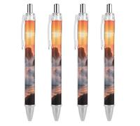 ERSTSNCK Reef at Sunset Black Ballpoint Pens Fine Point (0.5mm) Black Ink Pen Retractable Ball Point Pens with Comfortable Full Grip for Journaling, And Office Writing Ideal 4 PCS