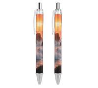 ERSTSNCK Reef at Sunset Black Ballpoint Pens Fine Point (0.5mm) Black Ink Pen Retractable Ball Point Pens with Comfortable Full Grip for Journaling, And Office Writing Ideal 2 PCS