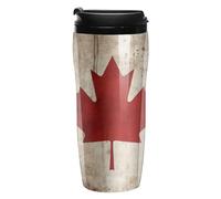 ERSTSNCK Retro Canada Flag 12 Oz Travel Coffee Mug Vacuum Insulated Travel Mug Leakproof Cup with Lid Reusable Coffee Tumbler for Hot And Cold Drinks, Gift for Men And Women