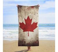 ERSTSNCK Retro Canada Flag Beach Towel Oversized 31" X 63" Absorbent Towels Quick Dry Pool Towel Lightweight Bath Towels Sandproof Beach Blanket for Gym Swimming Sports Travel Gifts