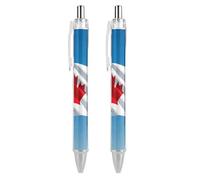 ERSTSNCK Retro Canada Flag Black Ballpoint Pens Fine Point (0.5mm) Black Ink Pen Retractable Ball Point Pens with Comfortable Full Grip for Journaling, And Office Writing Ideal 2 PCS