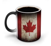 ERSTSNCK Retro Canada Flag Color Changing Mug 11 Oz Heat Changing Coffee Mugs Funny Magic Cup Heat Sensitive Ceramics Mug Novelty Coffee Cups Personalized Customized Gift Idea for Men & Women