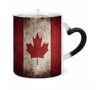 ERSTSNCK Retro Canada Flag Color Changing Mug Heat Changing Coffee Mugs Funny Magic Cup Heat Sensitive Travel Mug Novelty Coffee Cups Personalized Customized Gift Idea for Men & Women 11 Oz