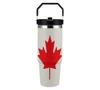 ERSTSNCK Retro Canada Flag Pattern 30oz Tumbler Large Capacity Car Cup with Handle And Straw Lid Stainless Steel Travel Mug Double Wall Vacuum Insulated Cup Leak-Proof for Outdoor Home Use