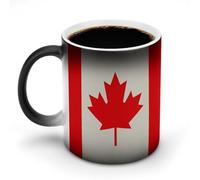 ERSTSNCK Retro Canada Flag Pattern Color Changing Mug 11 Oz Heat Changing Coffee Mugs Funny Magic Cup Heat Sensitive Ceramics Mug Novelty Coffee Cups Personalized Customized Gift Idea for Men & Women