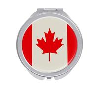ERSTSNCK Retro Canada Flag Pattern Compact Mirror for Purse, Double-Sided 1x/2x Magnifying Metal Pocket Makeup Mirrors, Folding Mini Vanity Mirror, Handheld Round Travel Cosmetic Mirrors for Women
