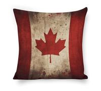 ERSTSNCK Retro Canada Flag Pillow Covers 18"x18" Linen Throw Pillow Covers - Double Sided Decorative Square Cushion Cases for Sofa, Bed, Chair (No Insert Included)