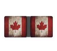 ERSTSNCK Retro Canada Flag Wallet for Men Bifold Rfid Blocking Slim Money Clip Front Pocket Wallet Card Holder