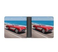 ERSTSNCK Retro Red Car Wallet for Men Bifold Rfid Blocking Slim Money Clip Front Pocket Wallet Card Holder