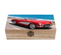 ERSTSNCK Retro Red Car Wooden Storage Box Elegant Retro Jewelry Box with Hinged Lid Decorative Keepsake Boxes Decor Handmade Organizer Boxes for Wedding, Party, Gift, Diy Craft, Home Decor