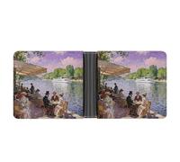 ERSTSNCK Riverside Café Scene Wallet for Men Bifold Rfid Blocking Slim Money Clip Front Pocket Wallet Card Holder
