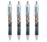 ERSTSNCK Rocket Squirrel Black Ballpoint Pens Fine Point (0.5mm) Black Ink Pen Retractable Ball Point Pens with Comfortable Full Grip for Journaling, And Office Writing Ideal 4 PCS