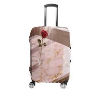 ERSTSNCK Rose Gold Marble Luggage Suitcase Covers Elastic Washable Cute Luggage Protector Travel Suitcase Protective Cover For Adult (Fit 19-32 Inch Luggages), white, M, Rose Gold Marble