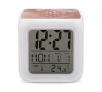 ERSTSNCK Rose Gold Night Light Alarm Clock LED Display Alarms for Bedroom Smart Digital Alarm Clock Wtih 7 Colorful Ambient Lights Sleep Timer for Heavy Sleepers Simple Operation