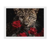 ERSTSNCK Rose Leopard Diamond Painting Kits for Adults 12"x16" 5D Diamond Art Kits for Beginners DIY Full Drill Round Diamonds Gem Art Crafts Painting for Home Wall Decor
