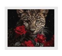 ERSTSNCK Rose Leopard Diamond Painting Kits for Adults 16"x20" 5D Diamond Art Kits for Beginners DIY Full Drill Round Diamonds Gem Art Crafts Painting for Home Wall Decor