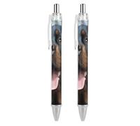 ERSTSNCK Rottweiler Dogs Tongue Head Black Ballpoint Pens Fine Point (0.5mm) Black Ink Pen Retractable Ball Point Pens with Comfortable Full Grip for Journaling, And Office Writing Ideal 2 PCS
