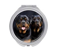 ERSTSNCK Rottweiler Wallpaper Compact Mirror for Purse Double-Sided 1x/2x Magnifying Metal Pocket Makeup Mirrors Folding Mini Vanity Mirror Handheld Round Travel Cosmetic Mirrors for Women