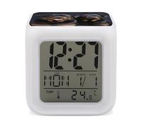 ERSTSNCK Rottweiler Wallpaper Night Light Alarm Clock LED Display Alarms for Bedroom Smart Digital Alarm Clock Wtih 7 Colorful Ambient Lights Sleep Timer for Heavy Sleepers Simple Operation