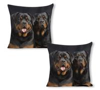 ERSTSNCK Rottweiler Wallpaper Pillow Covers 18"x18"（2pcs） Linen Throw Pillow Covers - Double Sided Decorative Square Cushion Cases for Sofa, Bed, Chair (No Insert Included)