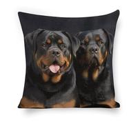 ERSTSNCK Rottweiler Wallpaper Pillow Covers 18"x18" Linen Throw Pillow Covers - Double Sided Decorative Square Cushion Cases for Sofa, Bed, Chair (No Insert Included)