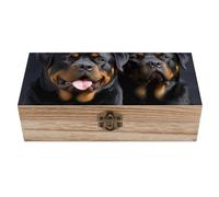 ERSTSNCK Rottweiler Wallpaper Wooden Storage Box Elegant Retro Jewelry Box with Hinged Lid Decorative Keepsake Boxes Decor Handmade Organizer Boxes for Wedding, Party, Gift, Diy Craft, Home Decor