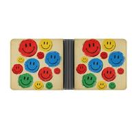 ERSTSNCK Round Colorful Happy Face Wallet for Men Bifold Rfid Blocking Slim Money Clip Front Pocket Wallet Card Holder