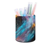 ERSTSNCK Round PU Leather Pen Holder - Bright Heart Shape Desk Organizer with Waterproof Design, Makeup Brush Cup & Office Supply Storage for Home Office Dorm Desktop Organization