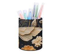 ERSTSNCK Round PU Leather Pen Holder - Golden Bee Desk Organizer with Waterproof Design, Makeup Brush Cup & Office Supply Storage for Home Office Dorm Desktop Organization