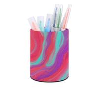 ERSTSNCK Round PU Leather Pen Holder - Red - Purple Vortex Desk Organizer with Waterproof Design, Makeup Brush Cup & Office Supply Storage for Home Office Dorm Desktop Organization