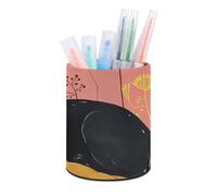 ERSTSNCK Round PU Leather Pen Holder - Sleep on Pillow Desk Organizer with Waterproof Design, Makeup Brush Cup & Office Supply Storage for Home Office Dorm Desktop Organization