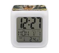 ERSTSNCK Running German Shepherd Dog Night Light Alarm Clock LED Display Alarms for Bedroom Smart Digital Alarm Clock Wtih 7 Colorful Ambient Lights Sleep Timer for Heavy Sleepers Simple Operation