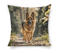 ERSTSNCK Running German Shepherd Dog Pillow Covers 18"x18" Linen Throw Pillow Covers - Double Sided Decorative Square Cushion Cases for Sofa, Bed, Chair (No Insert Included)
