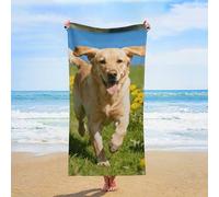 ERSTSNCK Running Golden Retriever Beach Towel Oversized 31" X 63" Absorbent Towels Quick Dry Pool Towel Lightweight Bath Towels Sandproof Beach Blanket for Gym Swimming Sports Travel Gifts