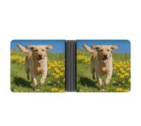 ERSTSNCK Running Golden Retriever Wallet for Men Bifold Rfid Blocking Slim Money Clip Front Pocket Wallet Card Holder
