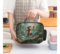 ERSTSNCK Running Monkey Insulated Lunch Bag for Women Lunch Box Large Capacity, Leakproof Tote with Detachable Handles- 5-Hour Cold/Hot Retention Cooler Bag for Office, Picnic, Camping