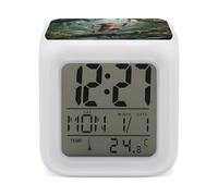 ERSTSNCK Running Monkey Night Light Alarm Clock LED Display Alarms for Bedroom Smart Digital Alarm Clock Wtih 7 Colorful Ambient Lights Sleep Timer for Heavy Sleepers Simple Operation