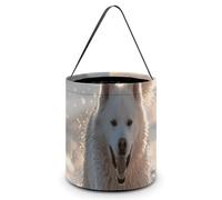 ERSTSNCK Running on The Beach Halloween Candy Buckets Reusable Tote Candy Bag - Trick Or Treat Goody Bag with Handles