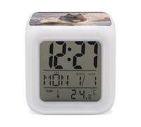 ERSTSNCK Running on The Beach Night Light Alarm Clock LED Display Alarms for Bedroom Smart Digital Alarm Clock Wtih 7 Colorful Ambient Lights Sleep Timer for Heavy Sleepers Simple Operation