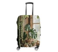 ERSTSNCK Sage Green Boho Luggage Suitcase Covers Elastic Washable Cute Luggage Protector Travel Suitcase Protective Cover For Adult (Fit 19-32 Inch Luggages), white, Small, Sage Green Boho