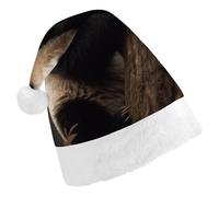 ERSTSNCK Santa Hat for Adults - Animals on Tree Christmas Hat with White Pom Pom, Classic Xmas Cap for Party