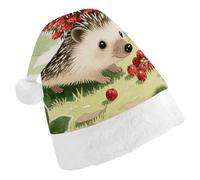ERSTSNCK Santa Hat for Adults - Berry - Collecting Hedgehog Christmas Hat with White Pom Pom, Classic Xmas Cap for Party