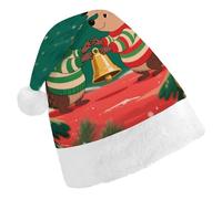 ERSTSNCK Santa Hat for Adults - Christmas Hedgehogs Christmas Hat with White Pom Pom, Classic Xmas Cap for Party